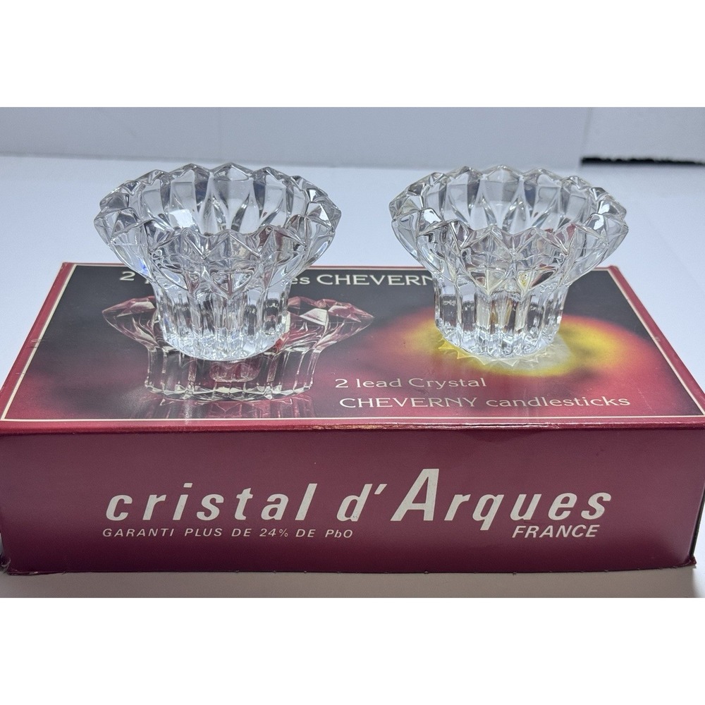 Cristal d'Arques Cheverny Lead Crystal Candlesticks Set of 2 France Clear Votive